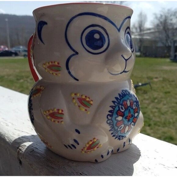 New Yokohama Studio Hand Painted Monkey Boho Artisan Coffee/Tea Mug - Picture 1 of 8